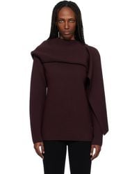 Courreges - Burgundy Scarf Oversized Wool Sweater - Lyst