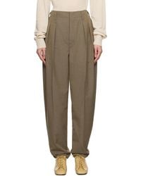 Lemaire - Taupe Pleated Tapered Trousers - Lyst