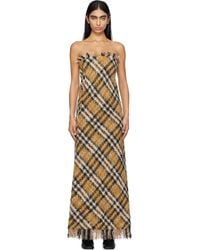 Burberry - Check Wool Maxi Dress - Lyst