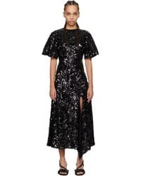 Ganni ブラック ベルベット ルーシュ マキシドレス ブラック | Lyst