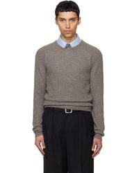 Tonywack - Taupe Superfine Wool Commando V-Neck Knit Sweater - Lyst