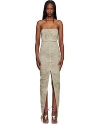 Rick Owens - Taupe Temple Sliced Bustier Denim Maxi Dress - Lyst