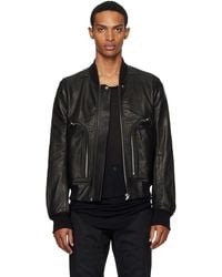 Rick Owens - Blouson Aviateur Noir En Cuir À Poches Bauhaus - Lyst