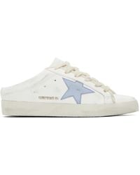 Golden Goose - Ssense Exclusive White & Blue Ball Star Sabot Sneakers - Lyst