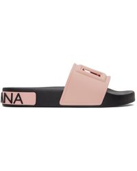 Dolce & Gabbana Leather Logo Cut-out Sandals in White - Lyst