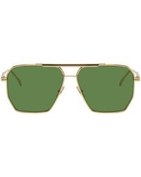 Bottega Veneta - Gold Classic Aviator Sunglasses - Lyst