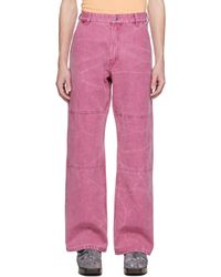 Acne Studios - Pink Pigment-dyed Trousers - Lyst