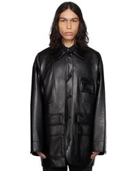 WOOYOUNGMI - Blouson noir en cuir synthétique à ferrure à logo - Lyst