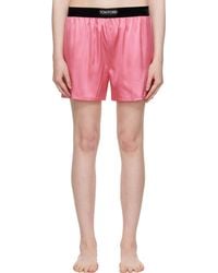 Tom Ford - ピンク ストレッチ シルクサテン ボクサー ショートパンツ - Lyst