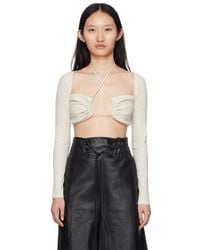 Rosetta Getty - Grey Cropped Long Sleeve T-shirt - Lyst