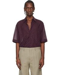 Dries Van Noten - Burgundy Sequinned Shirt - Lyst