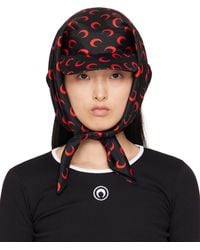 Marine Serre - Ssense限定 ブラック＆レッド リジェネレイテッド シルク ベール キャップ - Lyst