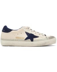 Golden Goose - Beige & Blue Super-star Classic Sneakers - Lyst