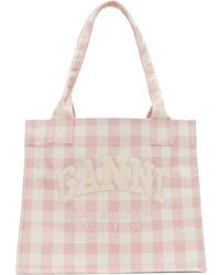 Ganni - Vichy Check Large Tote - Lyst