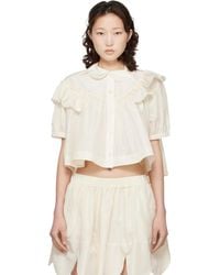 Simone Rocha - Off- Cropped Puff Sleeve Ruffle Frill Shirt - Lyst