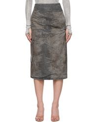 DIESEL - Cotton-Hemp Satin Denim Midi Skirt - Lyst