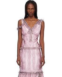 Anna Sui - Crushed Satin Bow Tank Top - Lyst