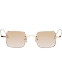 Gucci - Lunettes De Soleil Carrées Arrondies Dorées En Métal Léger - Lyst