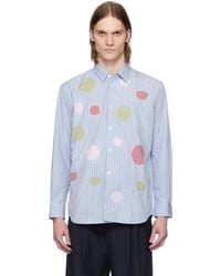 Comme des Garçons - Chemise Bleue En Popeline De Coton Teint En Fil À Rayures Et À Carreaux - Lyst