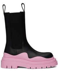 Bottega Veneta - Black & Pink Tire Chelsea Boots - Lyst