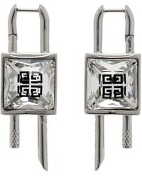 Givenchy - Silver Mini Lock Crystal Earrings - Lyst