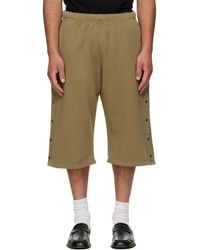 Les Tien - Khaki Part Snap Shorts - Lyst