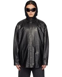 Acne Studios - Black Embossed Leather Jacket - Lyst