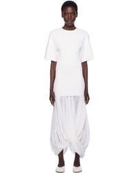 TOTEME - Robe T-Shirt Midi Blanche À Manches Cocon - Lyst