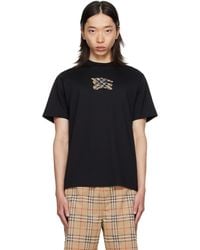 Burberry - T-Shirt Noir En Coton À Logo Ekd À Carreaux - Lyst