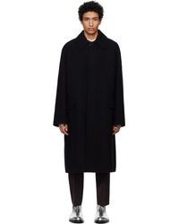 Jil Sander - Manteau Noir En Laine Feutrée - Lyst