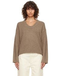 Loulou de Saison - Taupe Derry Plunging U Neck Sweater - Lyst