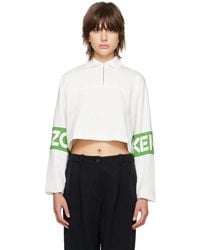 KENZO - Off-white Paris Cropped Long Sleeve T-shirt - Lyst