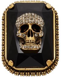 Alexander McQueen Gold Jewelled Skull Ring - Metallic