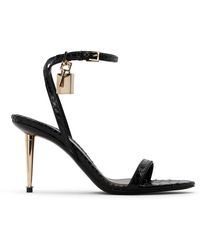 Tom Ford - Python Pointy Padlock Naked Heeled Sandals - Lyst