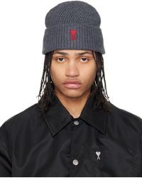 Ami Paris - Wool Contrasted Ami De Coeur Beanie - Lyst