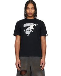 A Bathing Ape - T-Shirt Noir À Logo Ape Face À Motif Léopard Wild Et À Étoile Emblématique - Lyst