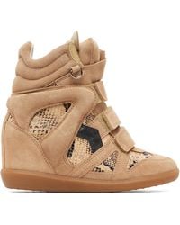 Isabel Marant - Taupe Python Bekett Ring Sneakers - Lyst