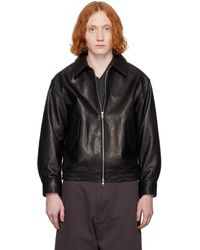 メンズ DUNST ブラック オーバーサイズ ヴィンテージ レザージャケット