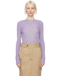 OPEN YY - T-Shirt À Manches Longues Mauve En Tricot Côtelé À Image De Boucle - Lyst