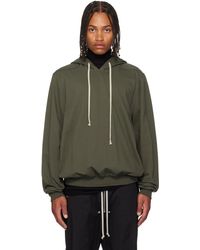 Rick Owens - Pull À Capuche Kaki En Jersey Épais - Lyst