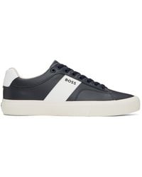 BOSS - Navy & Off-white Cupsole Contrast Band Sneakers - Lyst