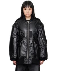 Junya Watanabe - Black Insulated Faux-leather Bomber Jacket - Lyst