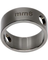 MM6 by Maison Martin Margiela - Gunmetal Circle Hole Ring - Lyst