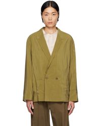 Lemaire - Khaki Double-breasted Blazer - Lyst