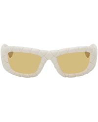 Bottega Veneta - White Intrecciato Sunglasses - Lyst