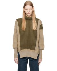MM6 by Maison Martin Margiela - Contrasting Panel-detail Chunky-knit Jumper - Lyst