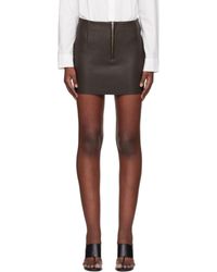 REMAIN Birger Christensen - ブラウン ボンデッドレザー ミニスカート - Lyst