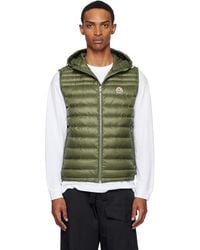 Moncler - Khaki Orant Hooded Down Vest - Lyst