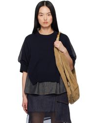 Sacai - インディゴ Denim Mix Knit プルオーバー - Lyst