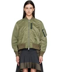 Sacai - Khaki Nylon Twill Blouson Bomber Jacket - Lyst